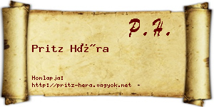 Pritz Héra névjegykártya